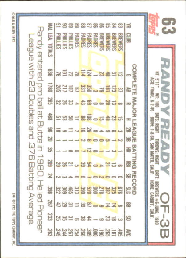 1992 Topps Baseball Gold Winners (#1-275) Singles - You Choose - Bild 107 von 496