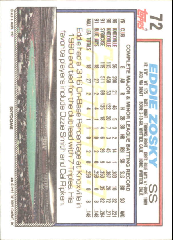 1992 Topps Baseball Gold Winners (#1-275) Singles - You Choose - Bild 123 von 496