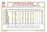 1992 Topps Gold Winners #85 Jose DeLeon back image