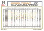 1992 Topps Gold Winners #90 Robin Yount back image