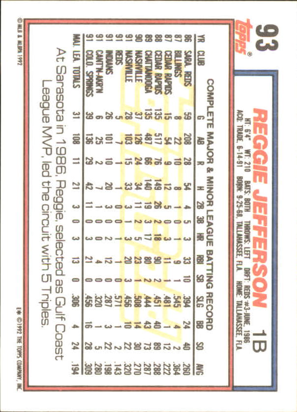 1992 Topps Baseball Gold Winners (#1-275) Singles - You Choose - Bild 164 von 496