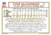1992 Topps Gold Winners #96 Tom McKinnon back image