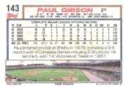 1992 Topps Gold Winners #143 Paul Gibson back image