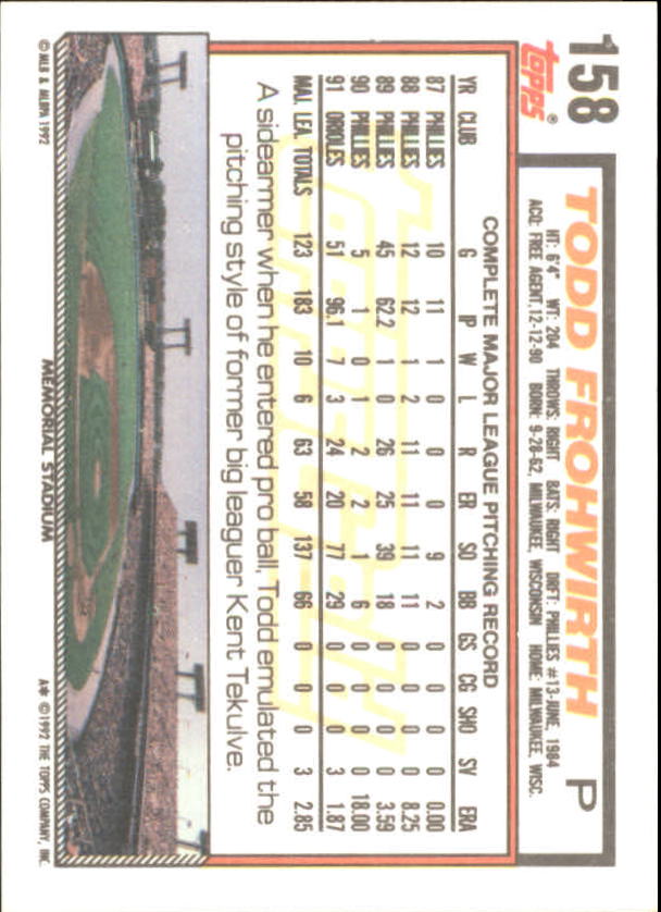 1992 Topps Baseball Gold Winners (#1-275) Singles - You Choose - Bild 278 von 496