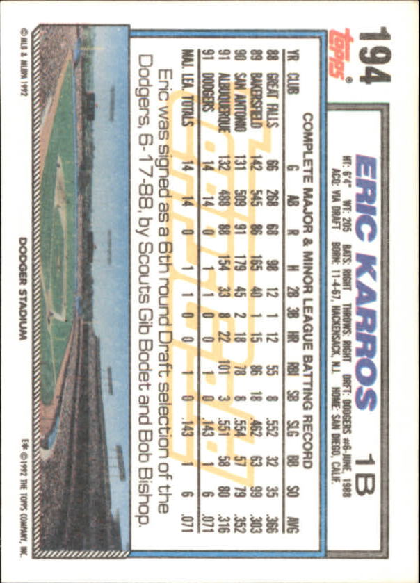 Eric Karros #194 Baseball Card in 2023