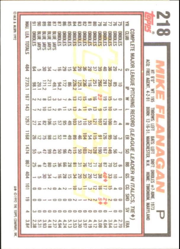 1992 Topps Baseball Gold Winners (#1-275) Singles - You Choose - Bild 386 von 496