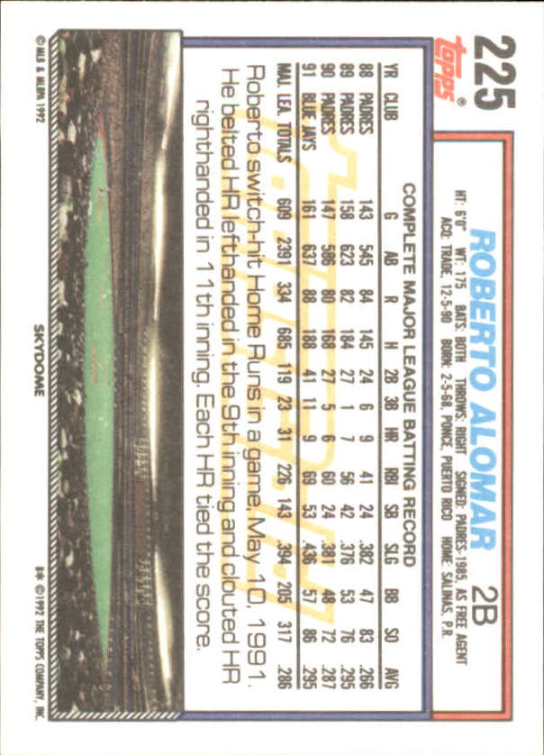 1992 Topps Baseball Gold Winners (#1-275) Singles - You Choose - Bild 400 von 496