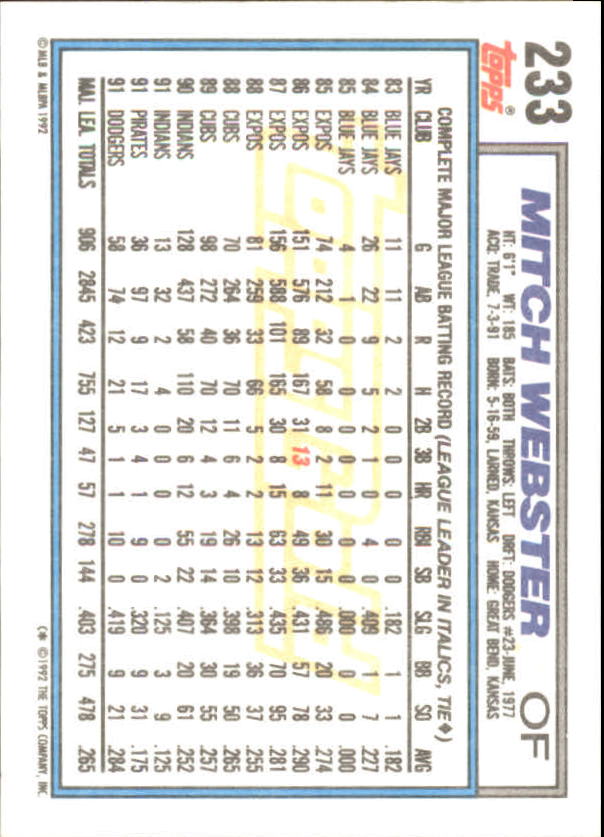 1992 Topps Baseball Gold Winners (#1-275) Singles - You Choose - Bild 416 von 496
