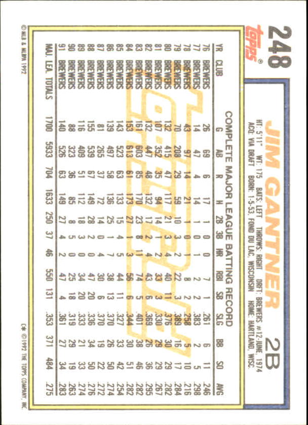 1992 Topps Baseball Gold Winners (#1-275) Singles - You Choose - Bild 446 von 496