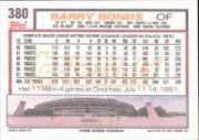 1992 Topps Gold Winners #380 Barry Bonds back image