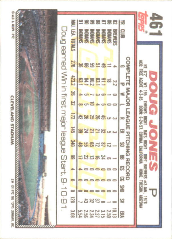 1992 Topps Gold Winners #461 Doug Jones back image
