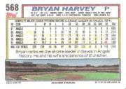 1992 Topps Gold Winners #568 Bryan Harvey back image