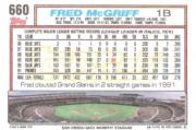 1992 Topps Gold Winners #660 Fred McGriff back image