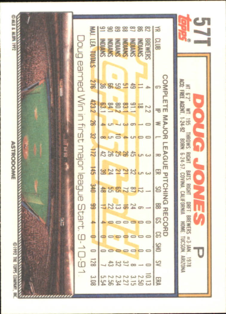 1992 Topps Traded Gold #57T Doug Jones back image