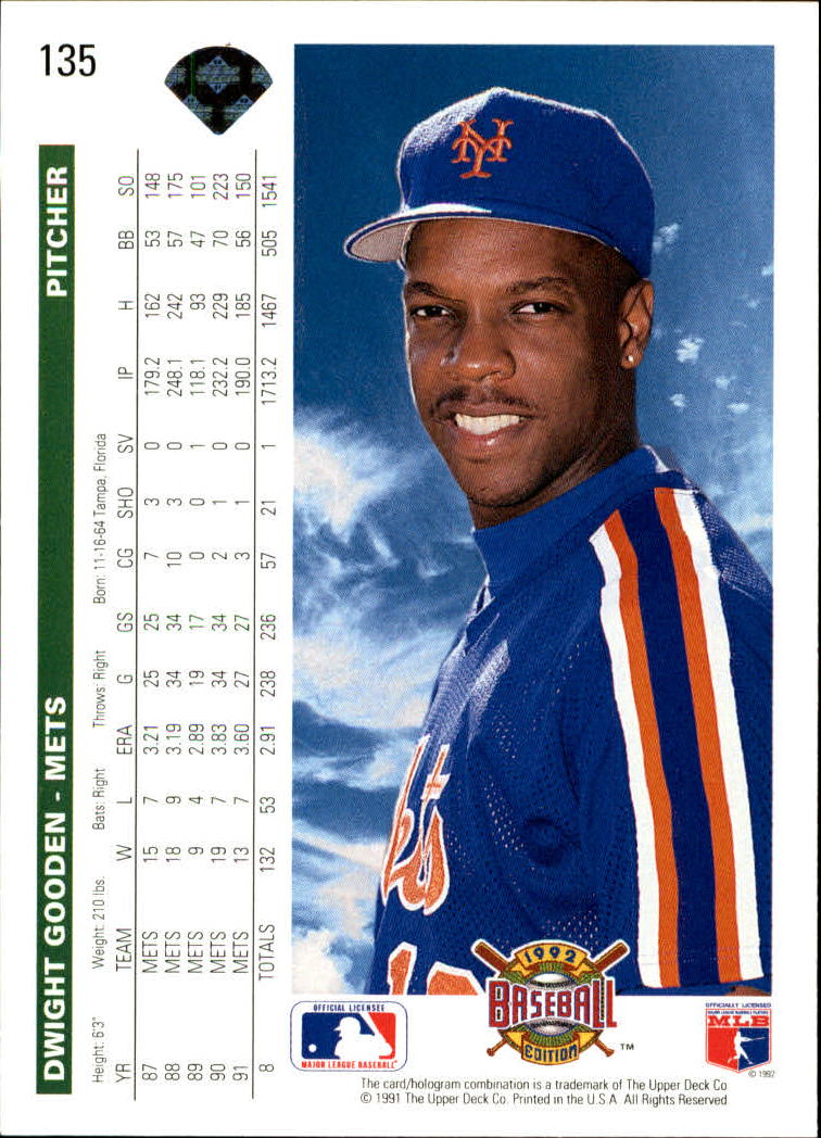  1992 Score Baseball Card #10 Dwight Gooden : Collectibles &  Fine Art