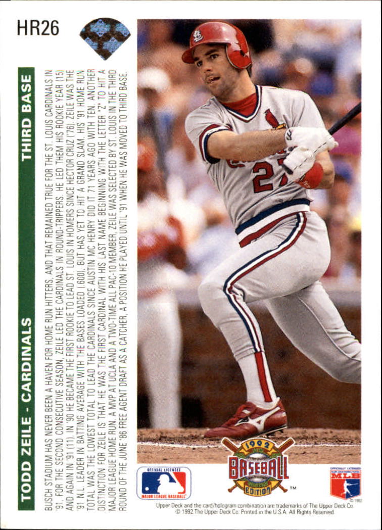 1992 Upper Deck Home Run Heroes #HR26 Todd Zeile back image