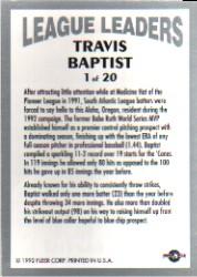 1992-93 Excel League Leaders #1 Travis Baptist back image