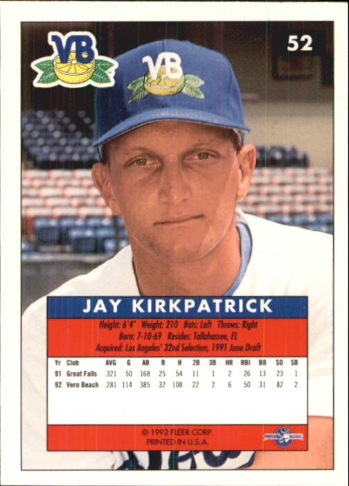 1992-93 Excel #52 Jay Kirkpatrick back image