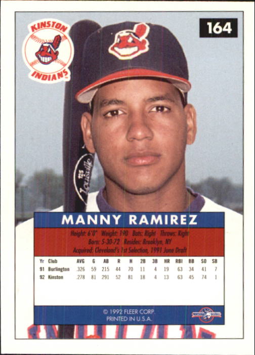 1992-93 Excel #164 Manny Ramirez - NM-MT - Baseball Card Connection