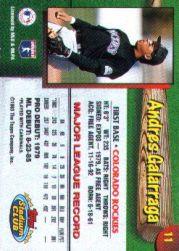 1993 Rockies Stadium Club #11 Andres Galarraga back image