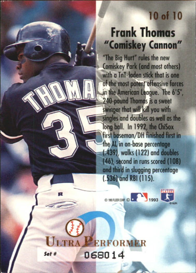 1993 Ultra Performers #10 Frank Thomas back image