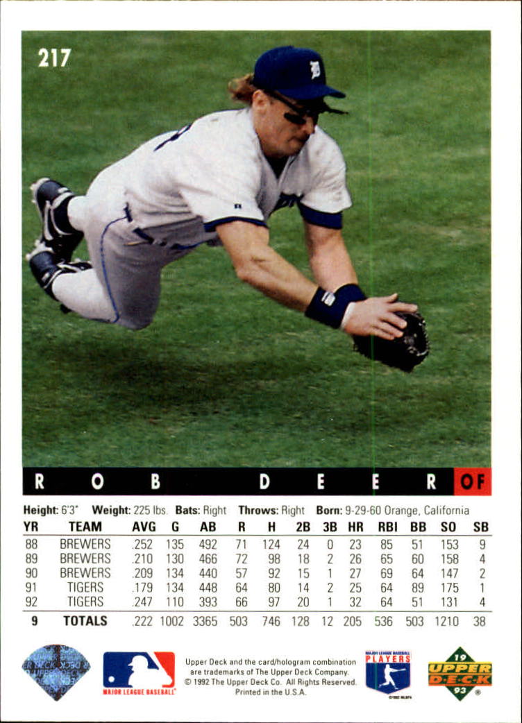 A0487- 1993 Upper Deck Baseball Karte #S 1-250 - You Pick- 15 + Gratis US Schiff - Bild 398 von 464