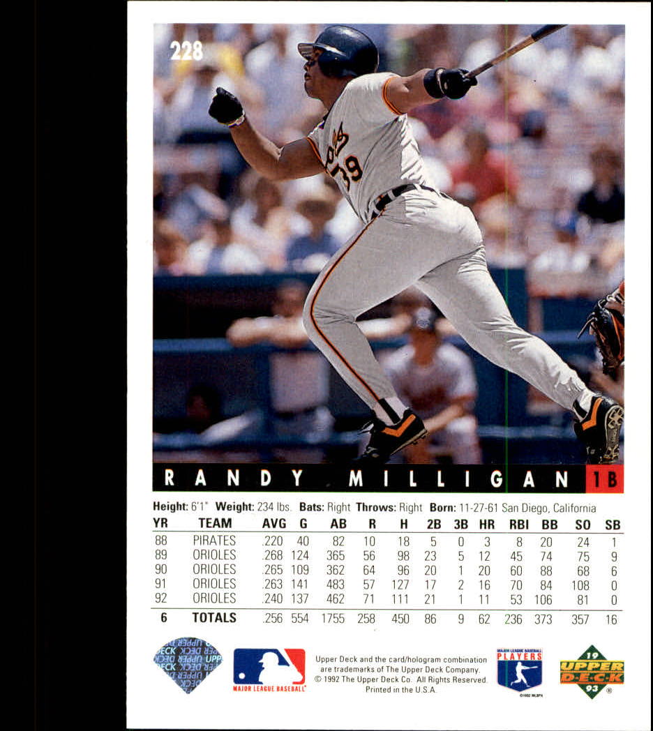 A0487- 1993 Upper Deck Baseball Karte #S 1-250 - You Pick- 15 + Gratis US Schiff - Bild 420 von 464