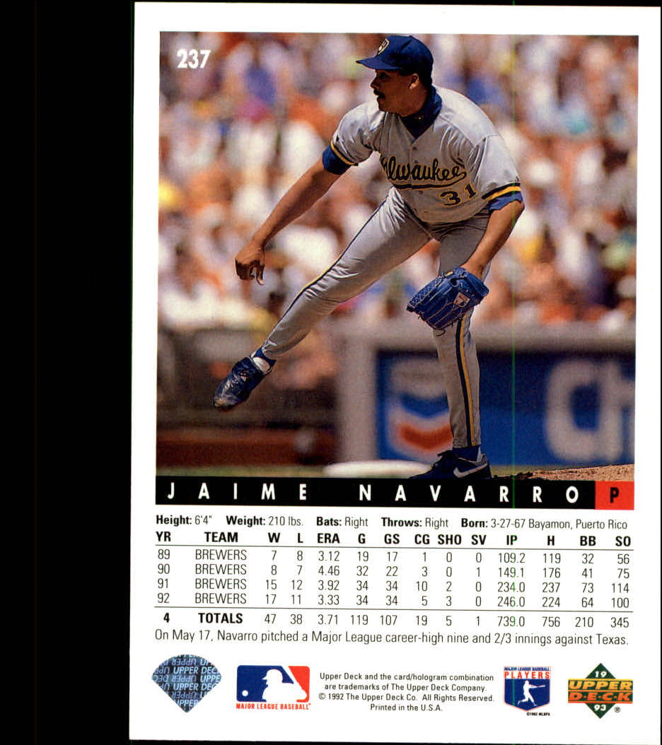 A0487- 1993 Upper Deck Baseball Karte #S 1-250 - You Pick- 15 + Gratis US Schiff - Bild 438 von 464