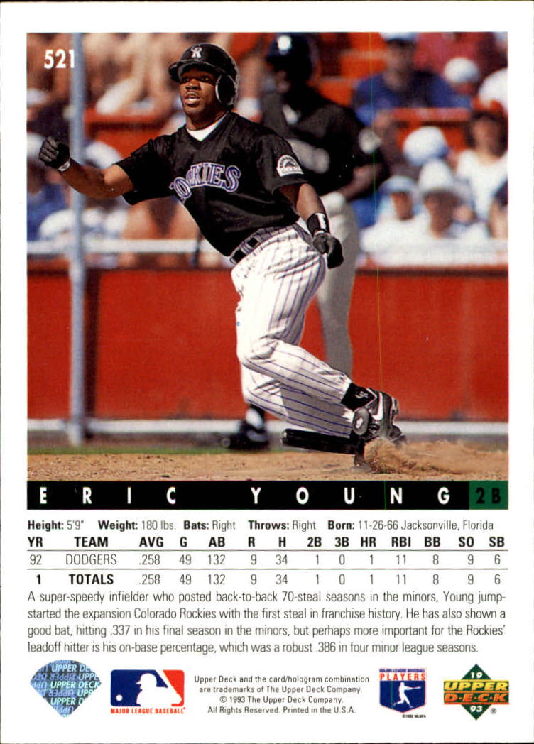 1993 Upper Deck #521 Eric Young back image