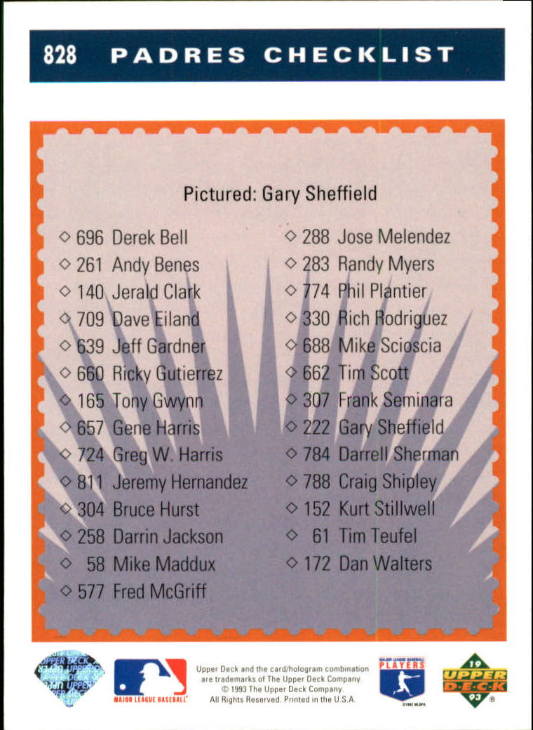 1993 Upper Deck #828 Gary Sheffield TC back image