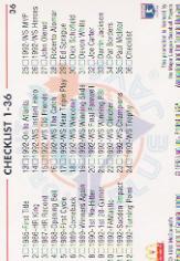 1993 Blue Jays Donruss McDonald's #36 Checklist 1-36 back image