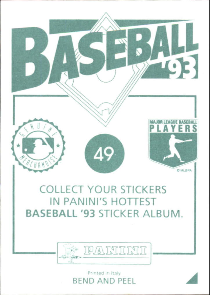 1993 Panini Stickers #49 Mark Lewis back image