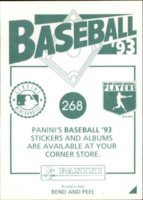 1993 Panini Stickers #268 Curt Schilling back image