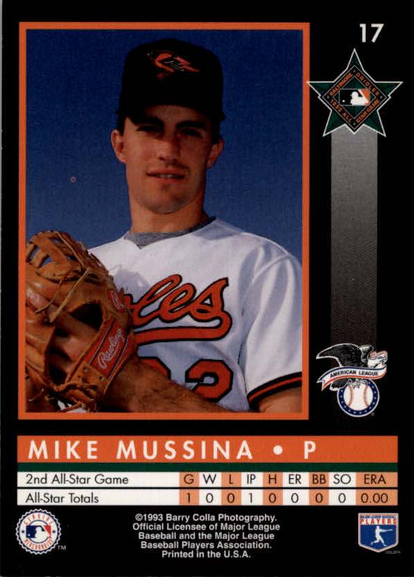 1993 Colla All-Star Game #17 Mike Mussina back image