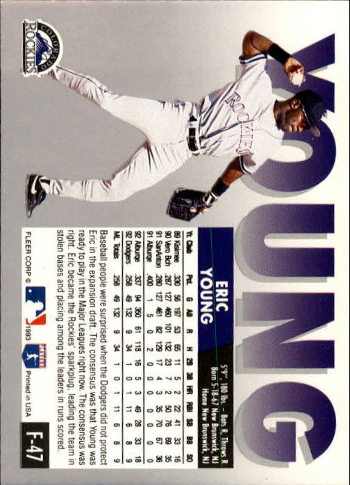 1993 Fleer Final Edition #47 Eric Young back image