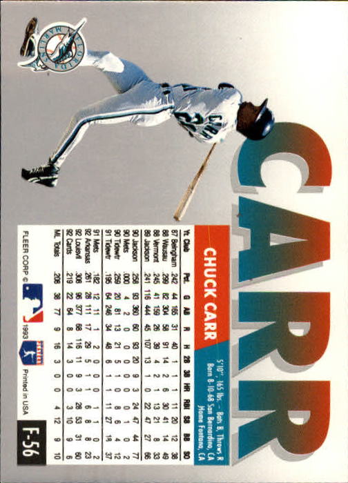 1993 Fleer Final Edition #56 Chuck Carr back image