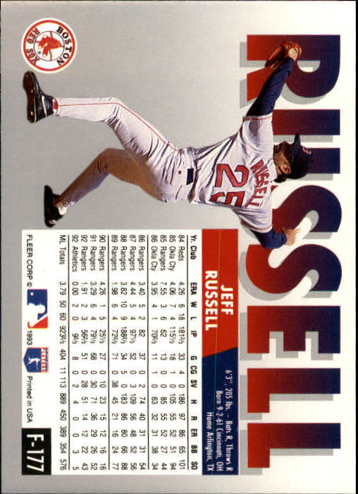 1993 Fleer Final Edition #177 Jeff Russell back image