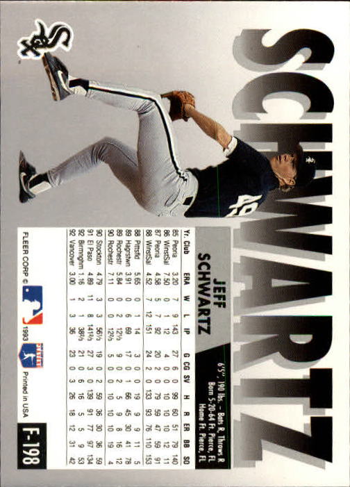 1993 Fleer Final Edition #198 Jeff Schwarz back image