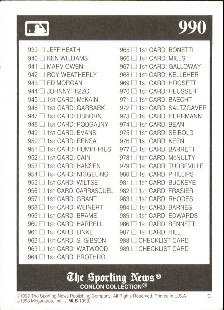 Sports Card Back
