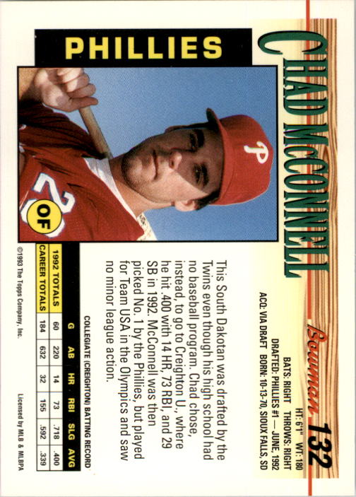 1993 Bowman #132 Chad McConnell back image