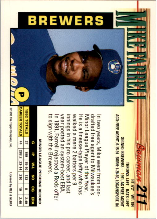 A0118- 1993 Bowman Baseball Karte #S 1-250 + Rookies -du Pick- 15 + Gratis US - Bild 405 von 479
