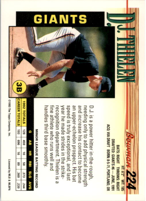 A0118- 1993 Bowman Baseball Karte #S 1-250 + Rookies -du Pick- 15 + Gratis US - Bild 431 von 479