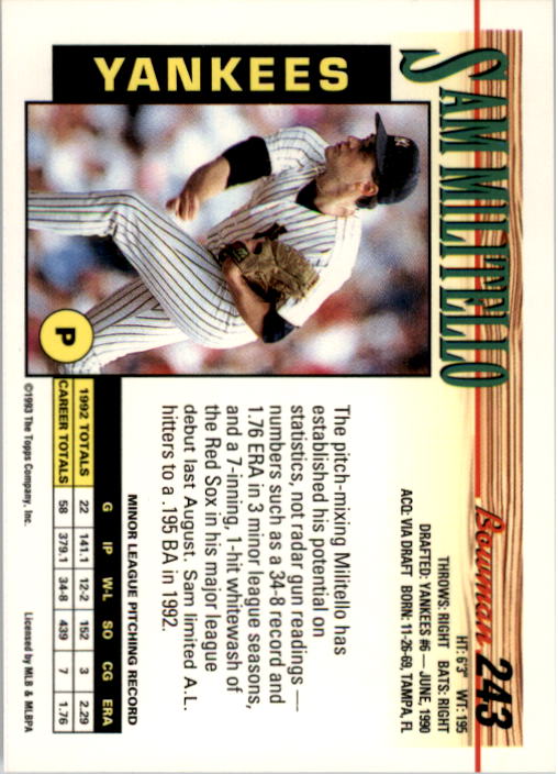 A0118- 1993 Bowman Baseball Karte #S 1-250 + Rookies -du Pick- 15 + Gratis US - Bild 465 von 479