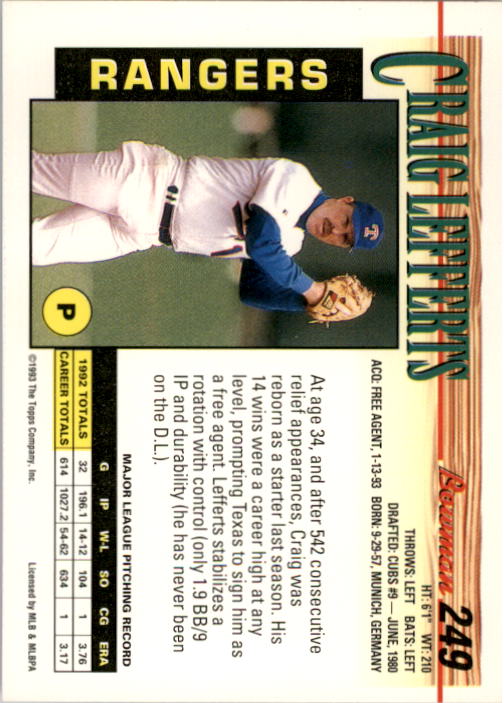A0118- 1993 Bowman Baseball Karte #S 1-250 + Rookies -du Pick- 15 + Gratis US - Bild 477 von 479