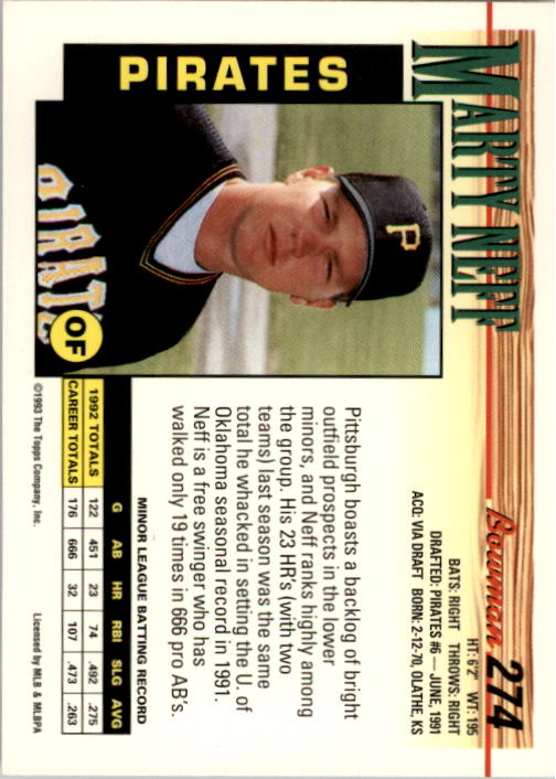 1993 Bowman Baseball "Main Set" Base Cards #251 to #500 - Picture 49 of 499