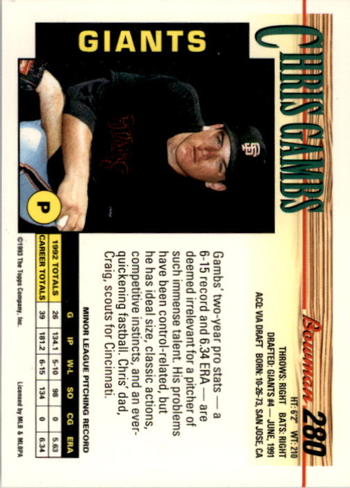 1993 Bowman Baseball "Main Set" Base Cards #251 to #500 - Picture 61 of 499