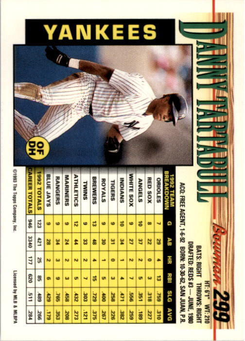 1993 Bowman Baseball "Main Set" Base Cards #251 to #500 - Picture 99 of 499