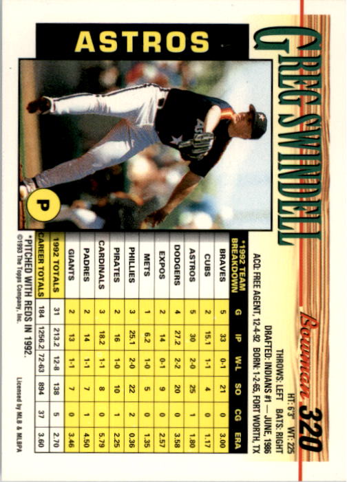 1993 Bowman Baseball "Main Set" Base Cards #251 to #500 - Picture 141 of 499