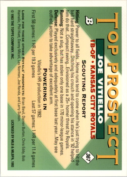 1993 Bowman Baseball "Main Set" Base Cards #251 to #500 - Picture 235 of 499