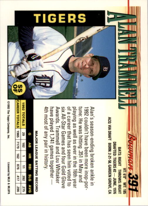 1993 Bowman Baseball "Main Set" Base Cards #251 to #500 - Picture 283 of 499